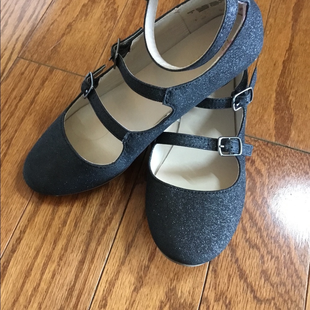 Girls Black Shimmer Mary Janes Size 2
